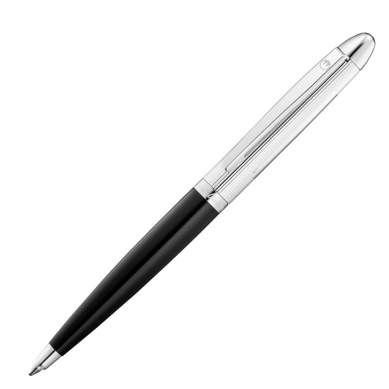 POCKET Kugelschreiber Lack schwarz/Silber Linien-Design