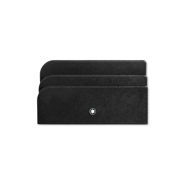 Brief- und Postkartenhalter Leder Saffiano-Prägung schwarz