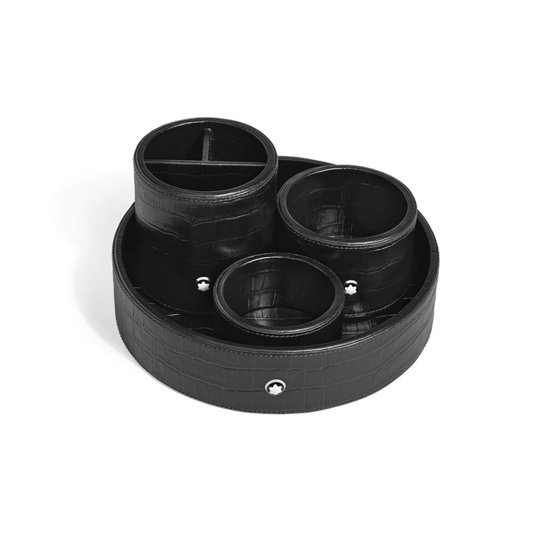 Schreibtischablage rund mittelgroß Leder mit Krokoprägung