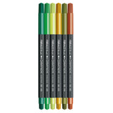 FIBRALO® BRUSH Sortiment BOTANIC mit 6 Filzmalstiften mit Pinselspitze im Kartonetui