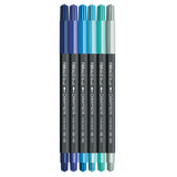 FIBRALO® BRUSH Sortiment MARINE mit 6 Filzmalstiften mit Pinselspitze im Kartonetui