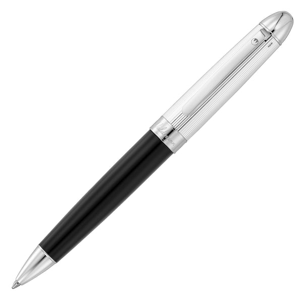 PRÉCIEUX Kugelschreiber Lack schwarz/Silber Linien-Design