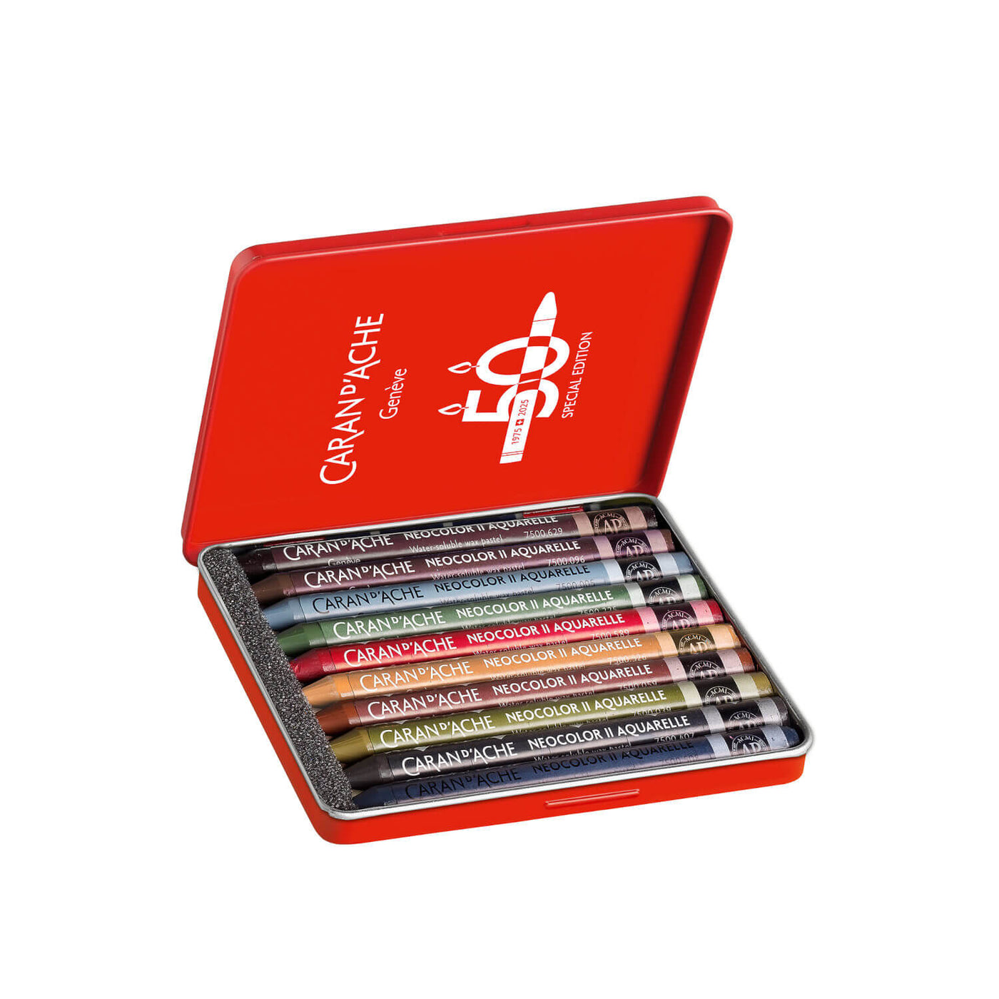 Caran D'Ache Neocolor II Aquarell-Buntstifte - Farbe Grau Schwarz, Wasserlöslich, Vorgespitzt