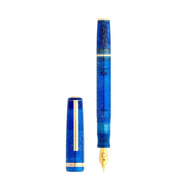 JR Pocket Pen Paradise Fantasia Blue Sparkle Gold Trim Füllfederhalter